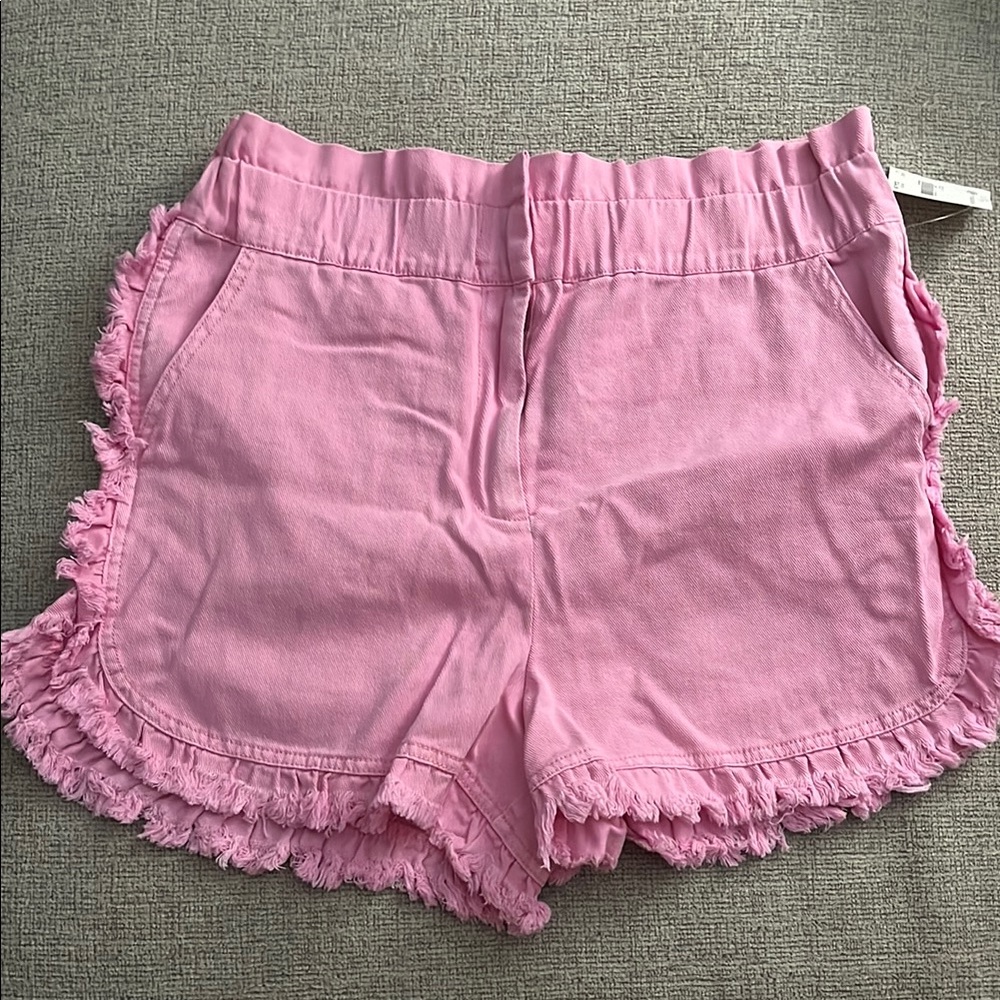 pink ruffle trim shorts NWT